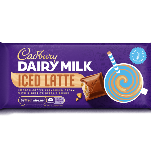 Cadbury's new Iced Latte flavour features the colour-changing print