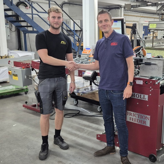 (L-R) Max Williamson with Moll area sales manager Paul Rogers